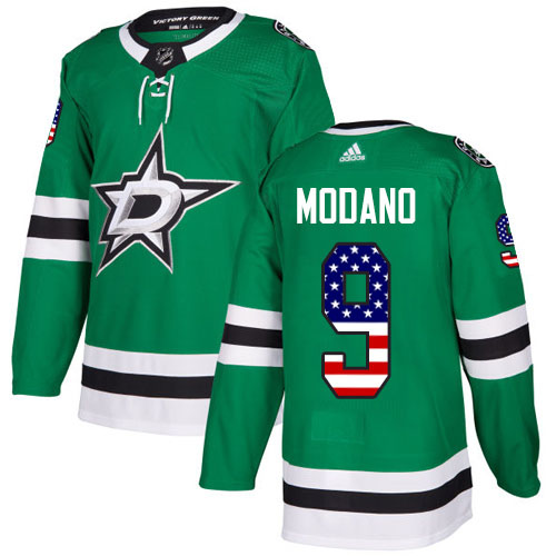 Adidas Stars #9 Mike Modano Green Home Authentic USA Flag Stitched NHL Jersey